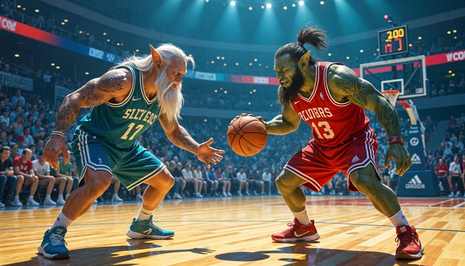 Elves Versus Orcs Basketball Game