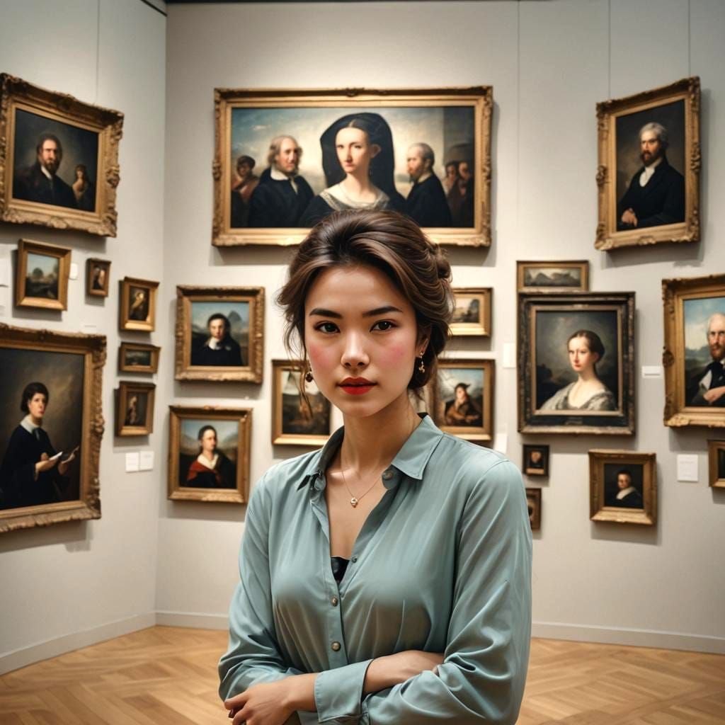 Pretty Lady in Art Gallery Ambiance