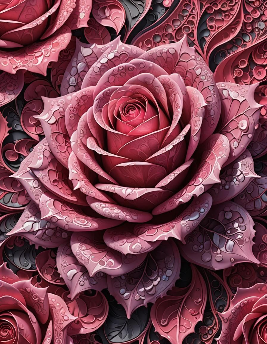 Vibrant Pink Rose: Impasto Abstract Expressionism