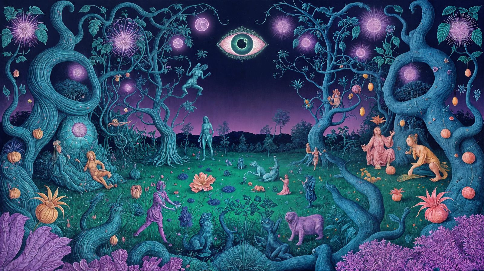 Hieronymus Bosch Garden of Paradise in Blacklight