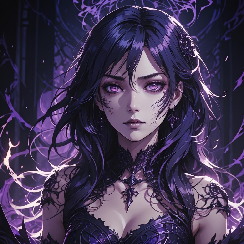 Mysterious Woman with Evil Aura in Dark Fantasy Anime