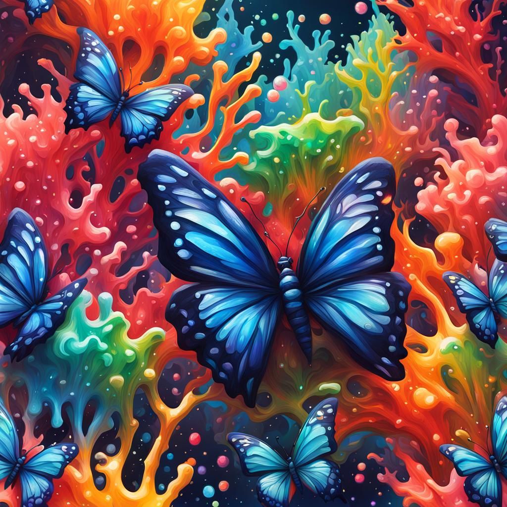 Rainbow Crystal Butterfly in Graffiti Art Style