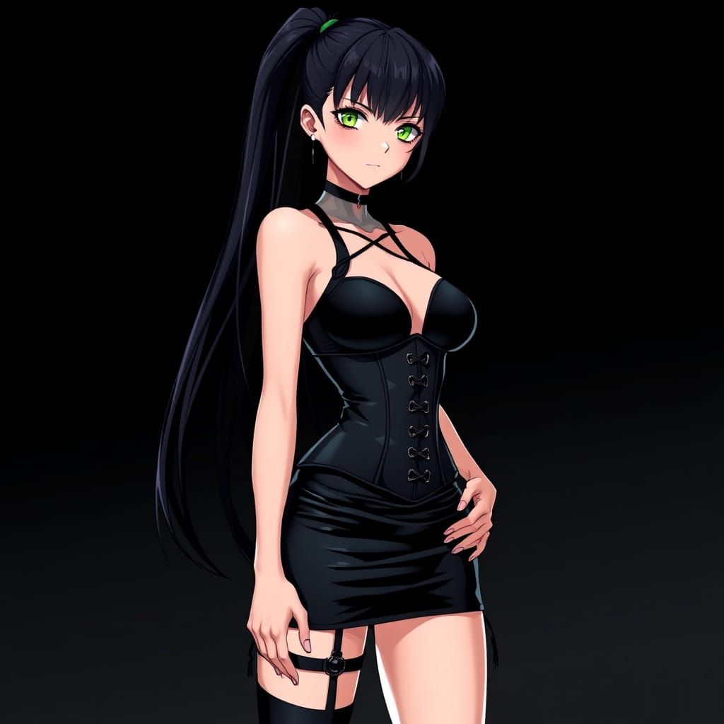 Anime Woman in Corset with Gothic Style