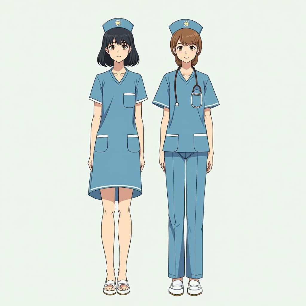 Fashionable Summer Nursing Uniforms in Blue and White
