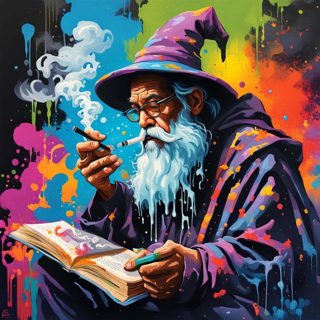 Wizard Smoking: Graffiti Art in Polychromatic Detail