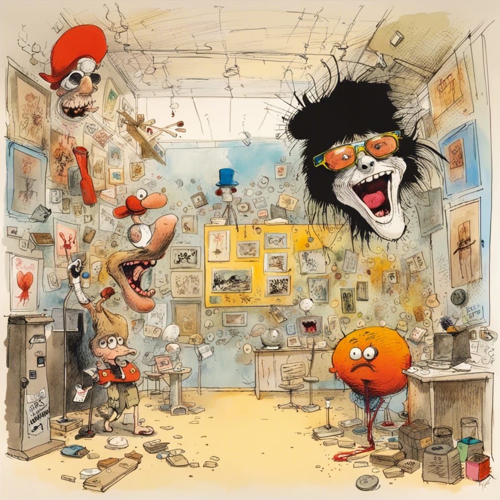 Whimsical Cartoon Museum in Steadman Style