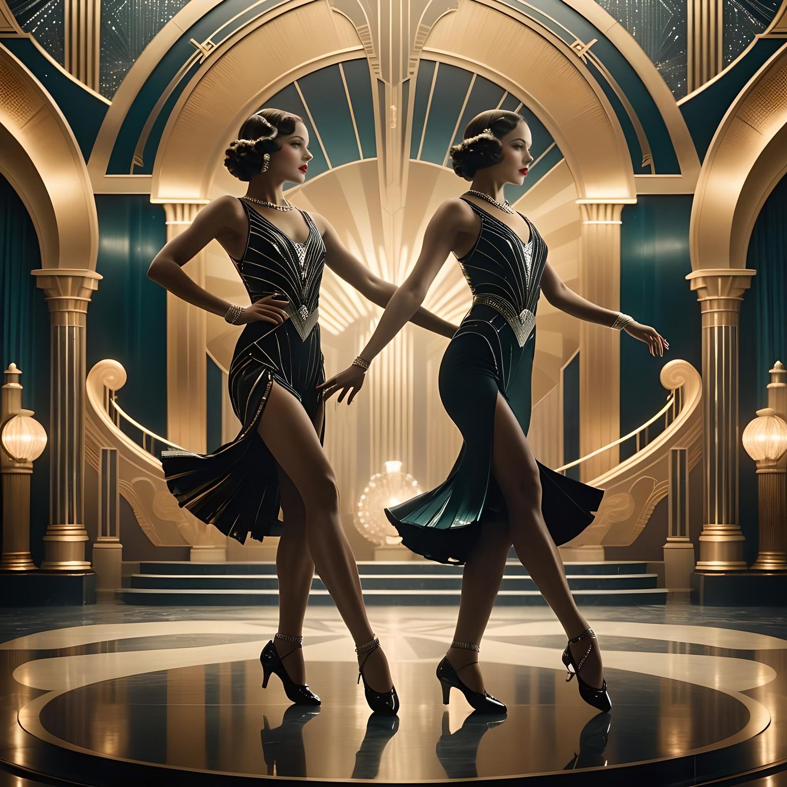 Art Deco Tap Dancers in 1930s Style