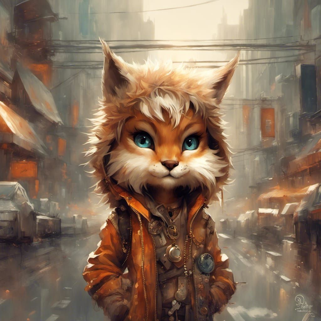 Adorable Lynx Character in Detailed Digital Art