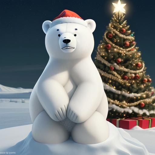 Polar Bear Celebrates Christmas