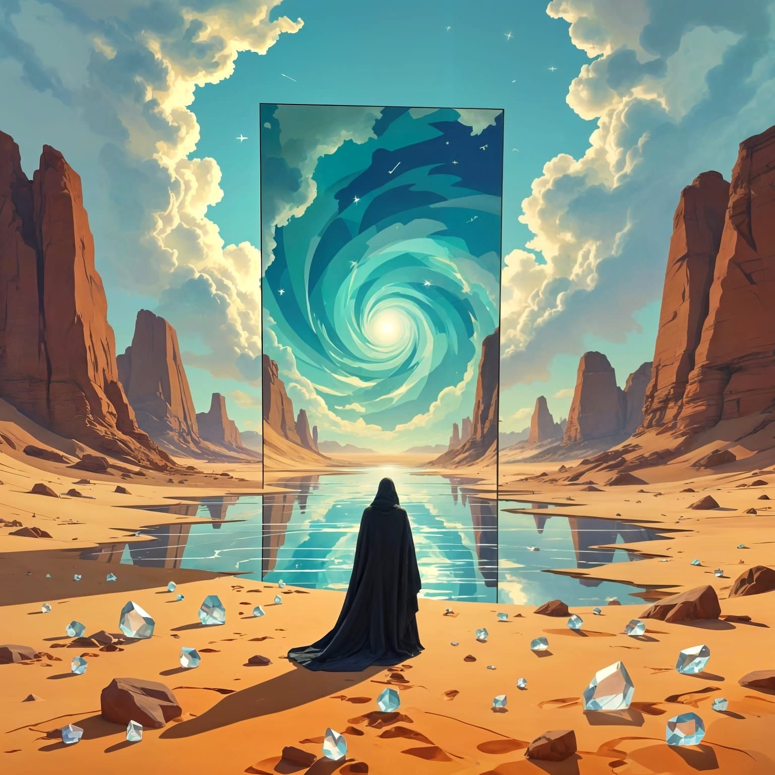 Surreal Desert Portal in Dreamlike Style