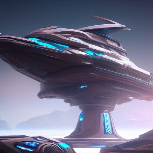 Futuristic Spaceships in Detailed Matte Painting