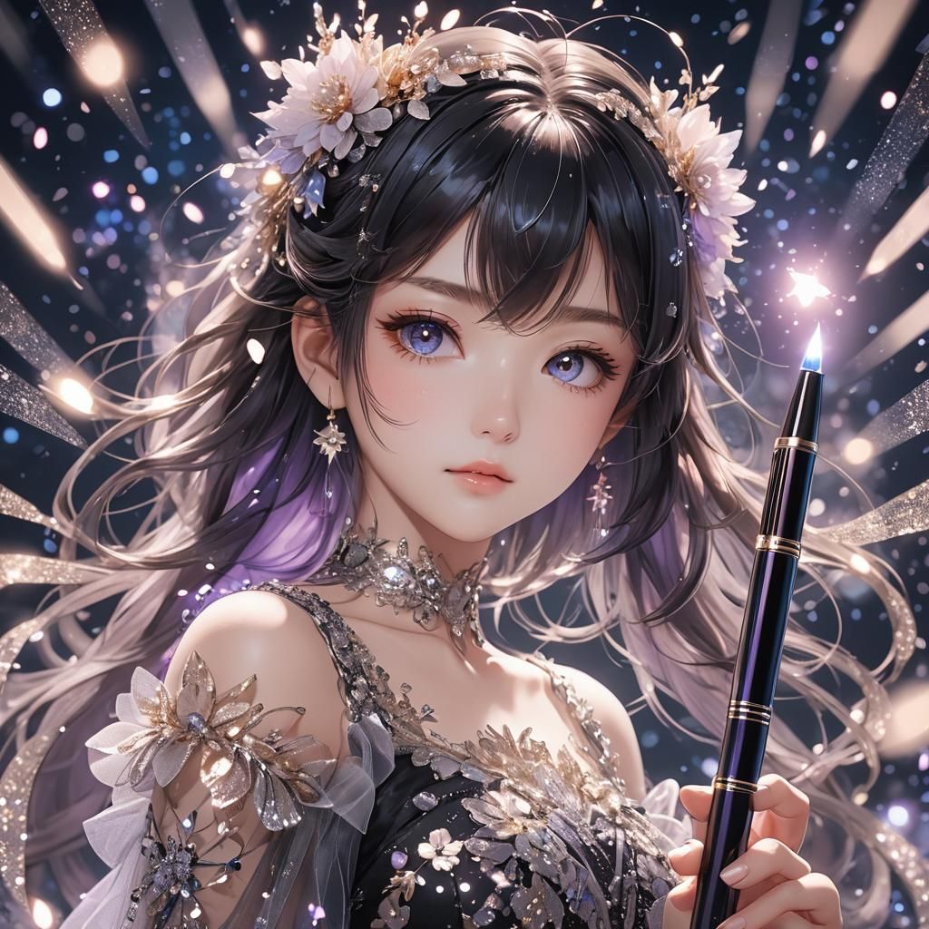 Glittering Tulle Creation in 3D Anime Style