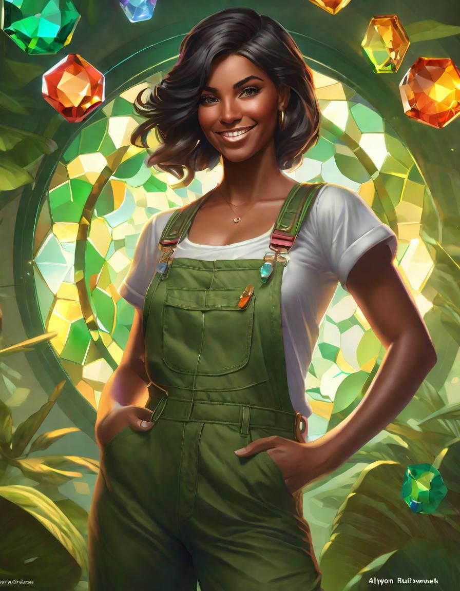 Woman with Gemstones: Portrait in WLOP Style