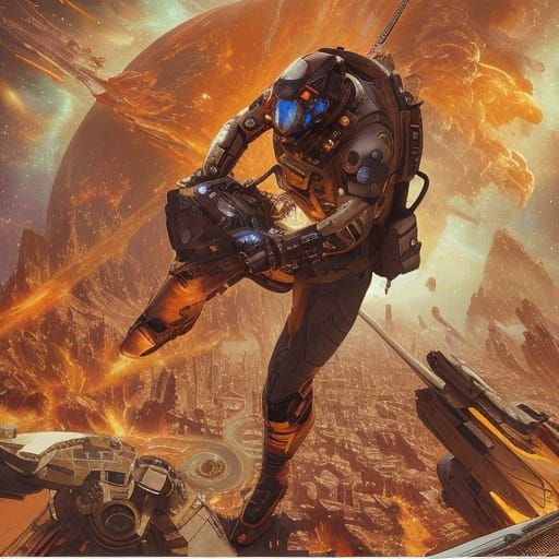 Surreal Spacecraft Soars Through Vibrant Nebula in Futuristi...