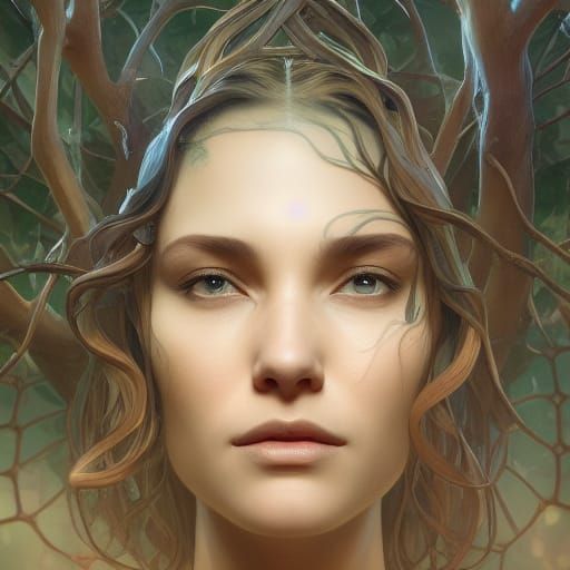 Tree of Life Portrait in Hyperdetailed Digital Art