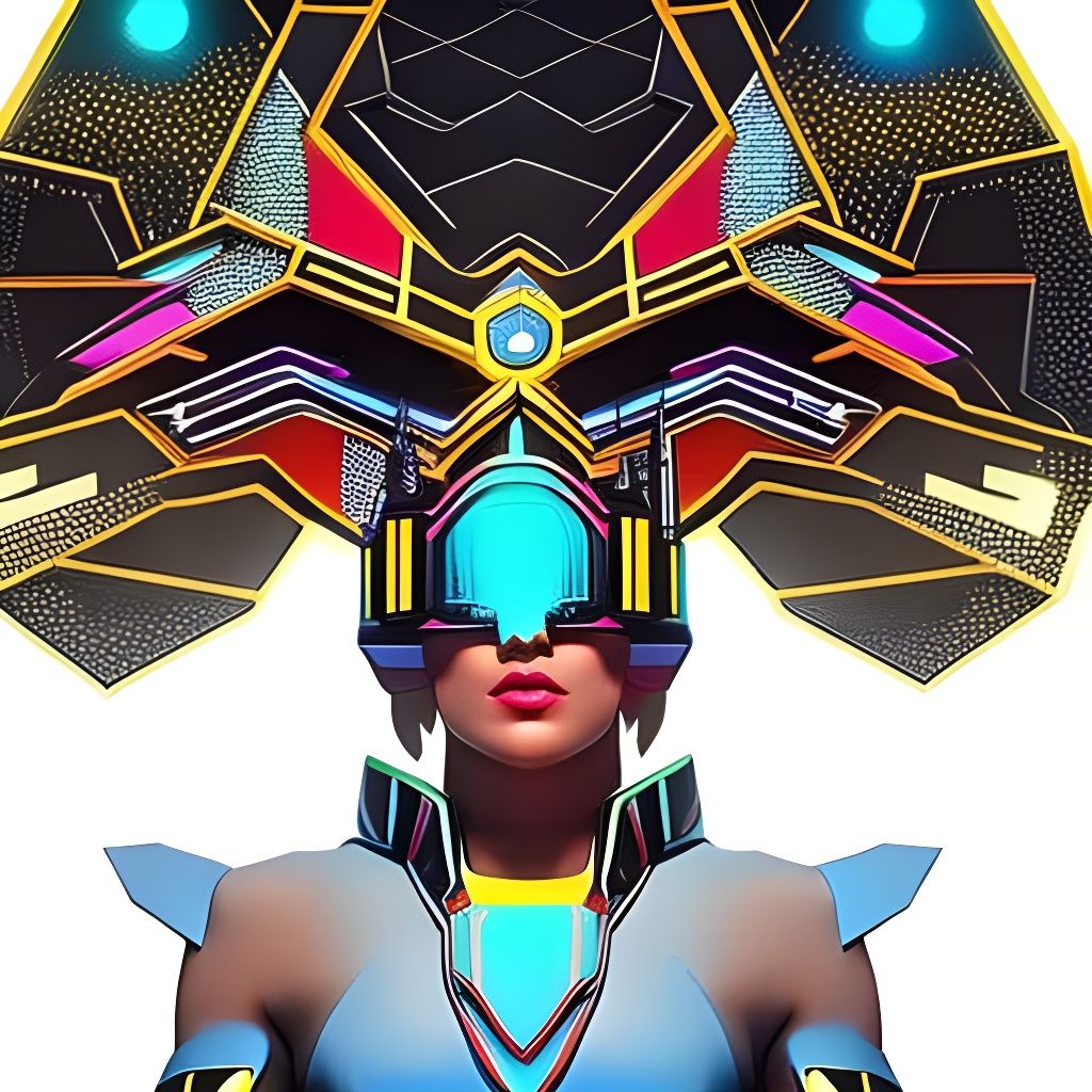 Cyberpunk Woman with Neon Headset in Digital Illustration
