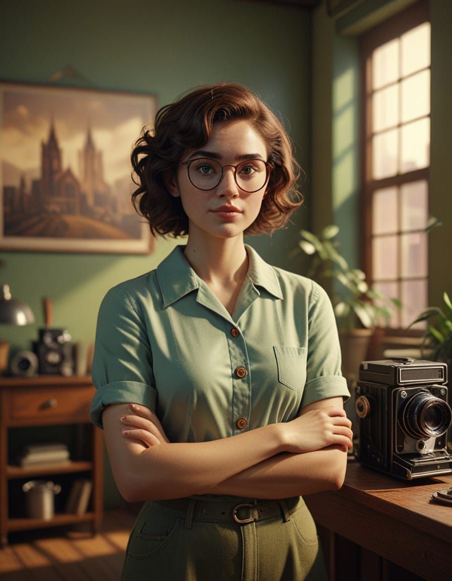Pixar Style 3D Render of a Female Photographer