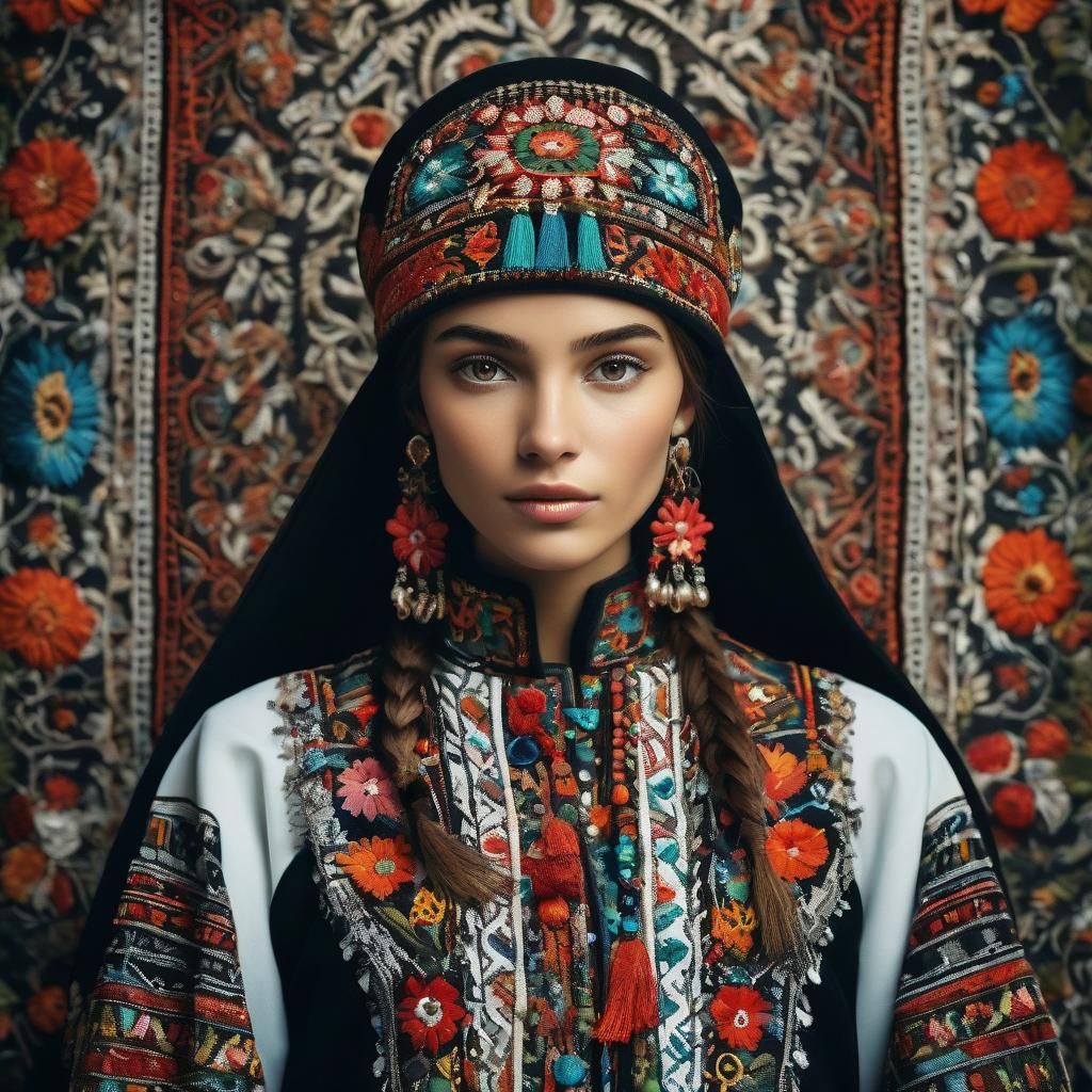 Bulgarian Woman in Traditional Dress with Modern Silhouette