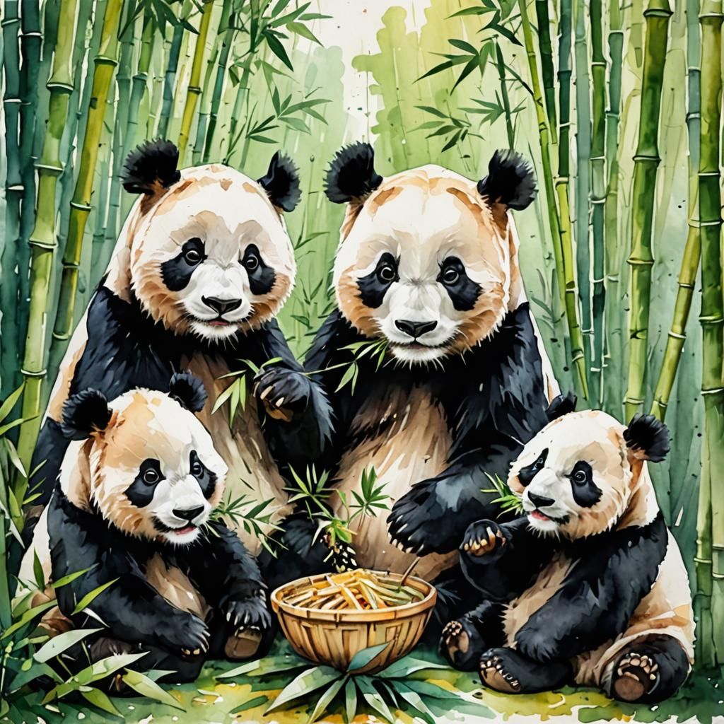 Dinner time at the panda's house
