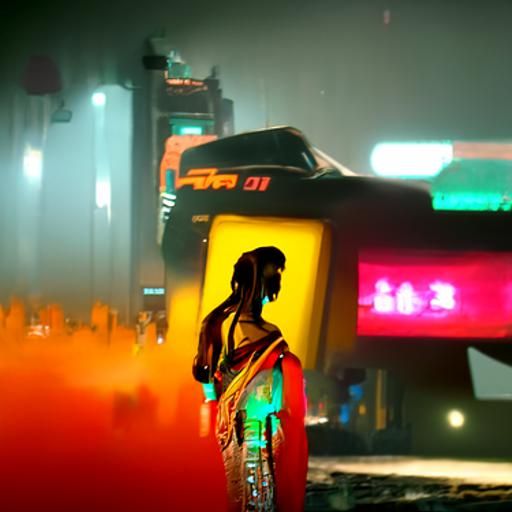 Cyberpunk India 2099: Neon Cityscape