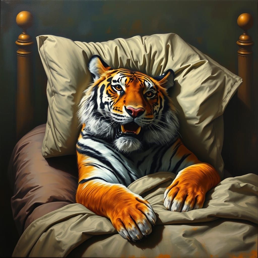 Tiger in Oil Painting by a Renowned Artist