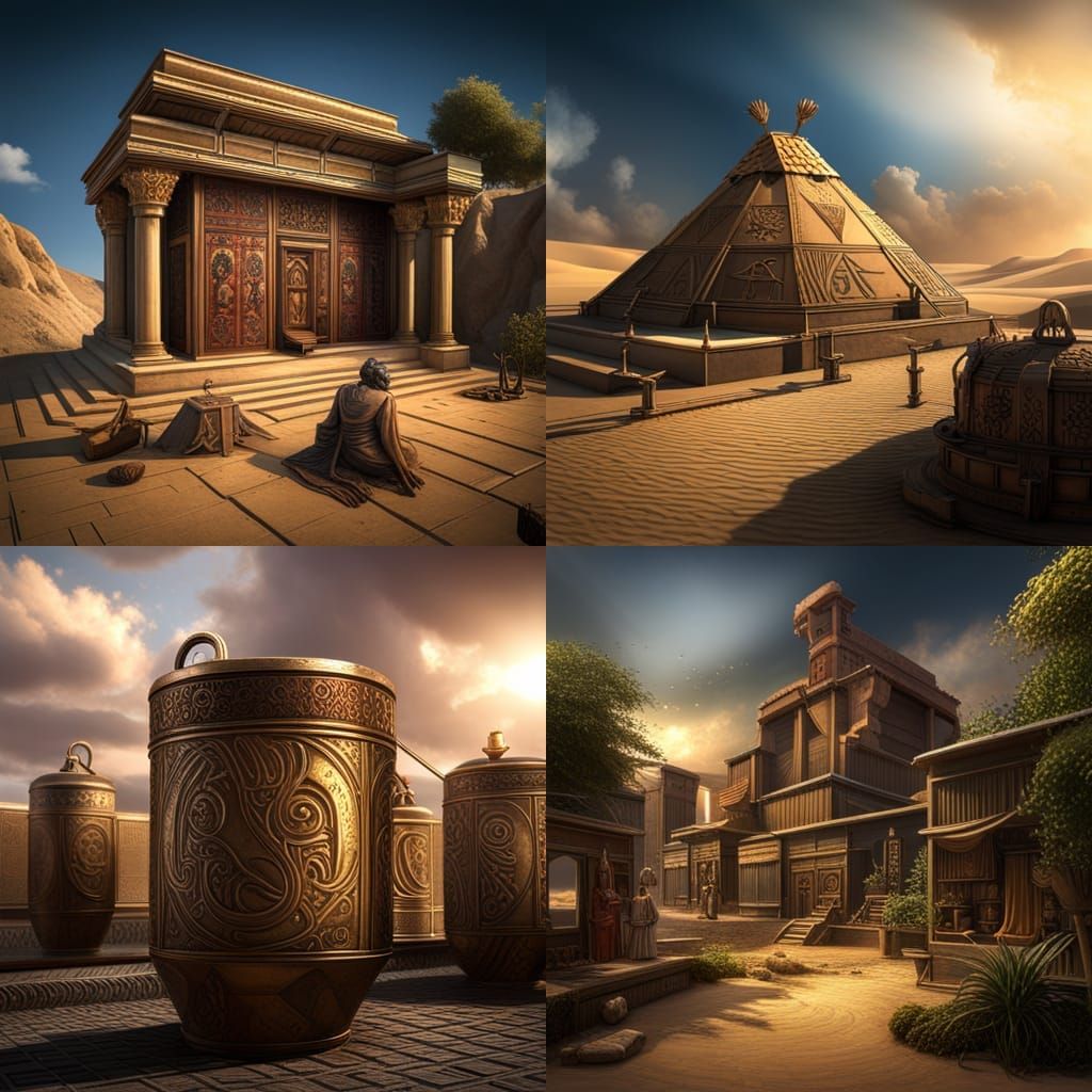 Antique Sumerian Metal Container with Ancient Symbols