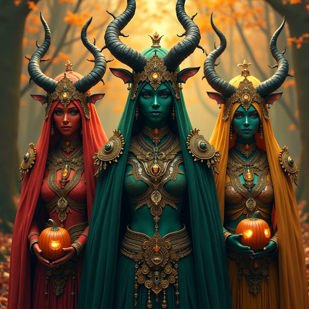 Mystical Halloween Deities in Fantasy Concept Art