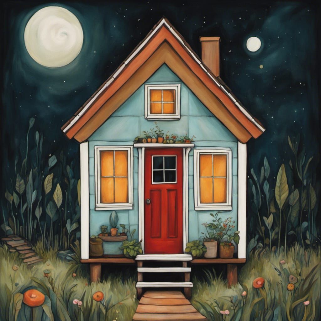 Cute Bohemian Tiny House Illustration