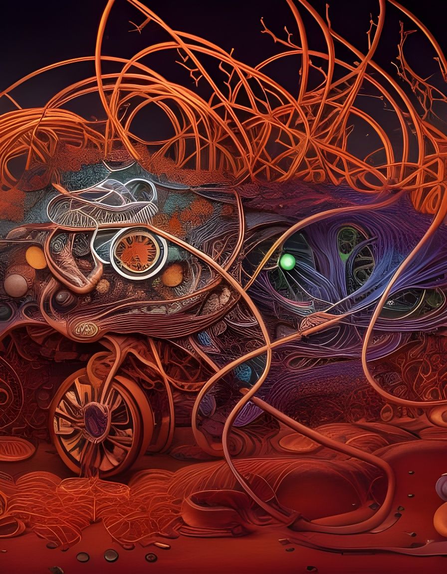 Bioluminescent Violin in Grotesque Heisei Style