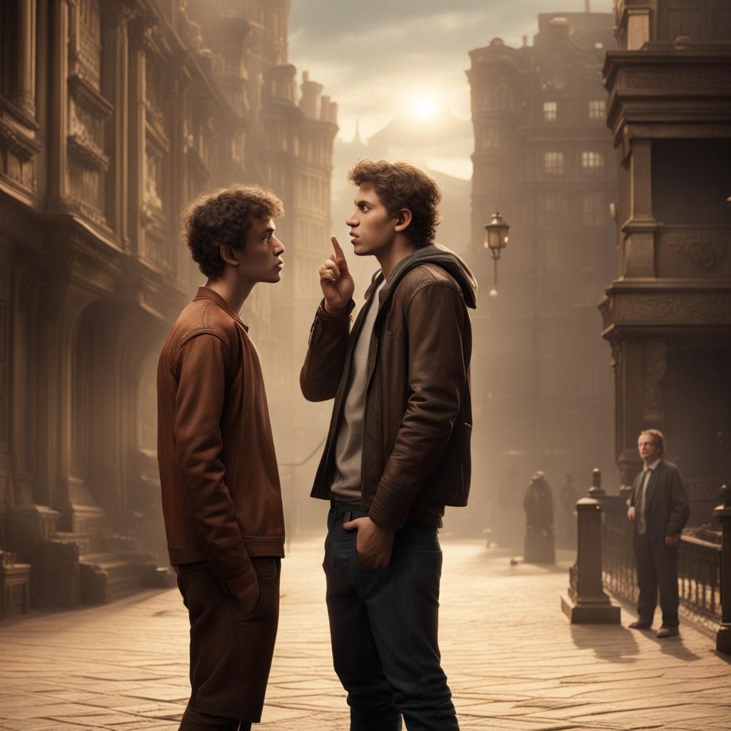 Young Men Sharing Secrets: A Matte Painting