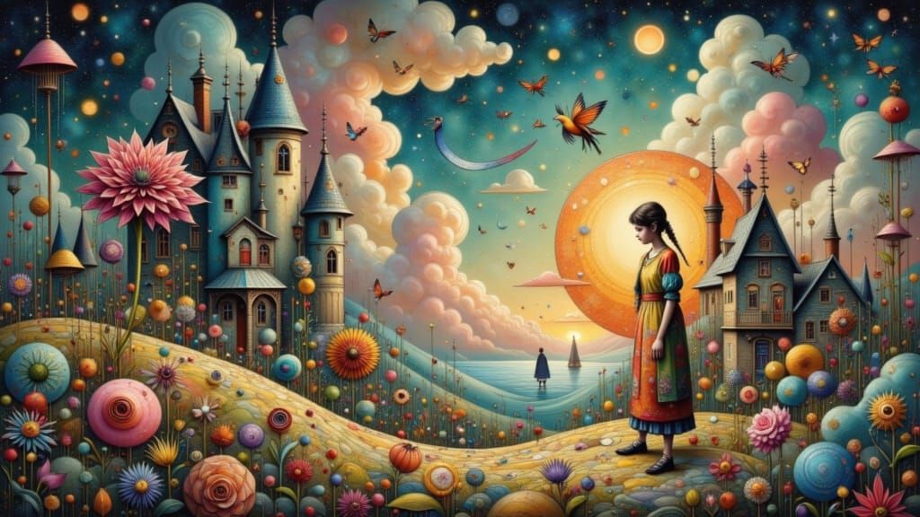 Surreal Lucid Dreamscape with Optical Illusions