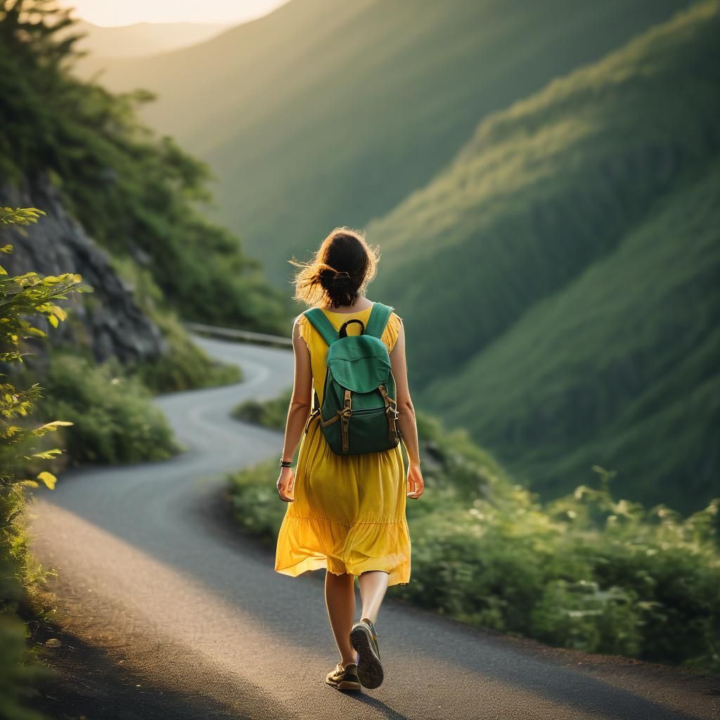 Winding Mountain Road: Travel Photography at Golden Hour