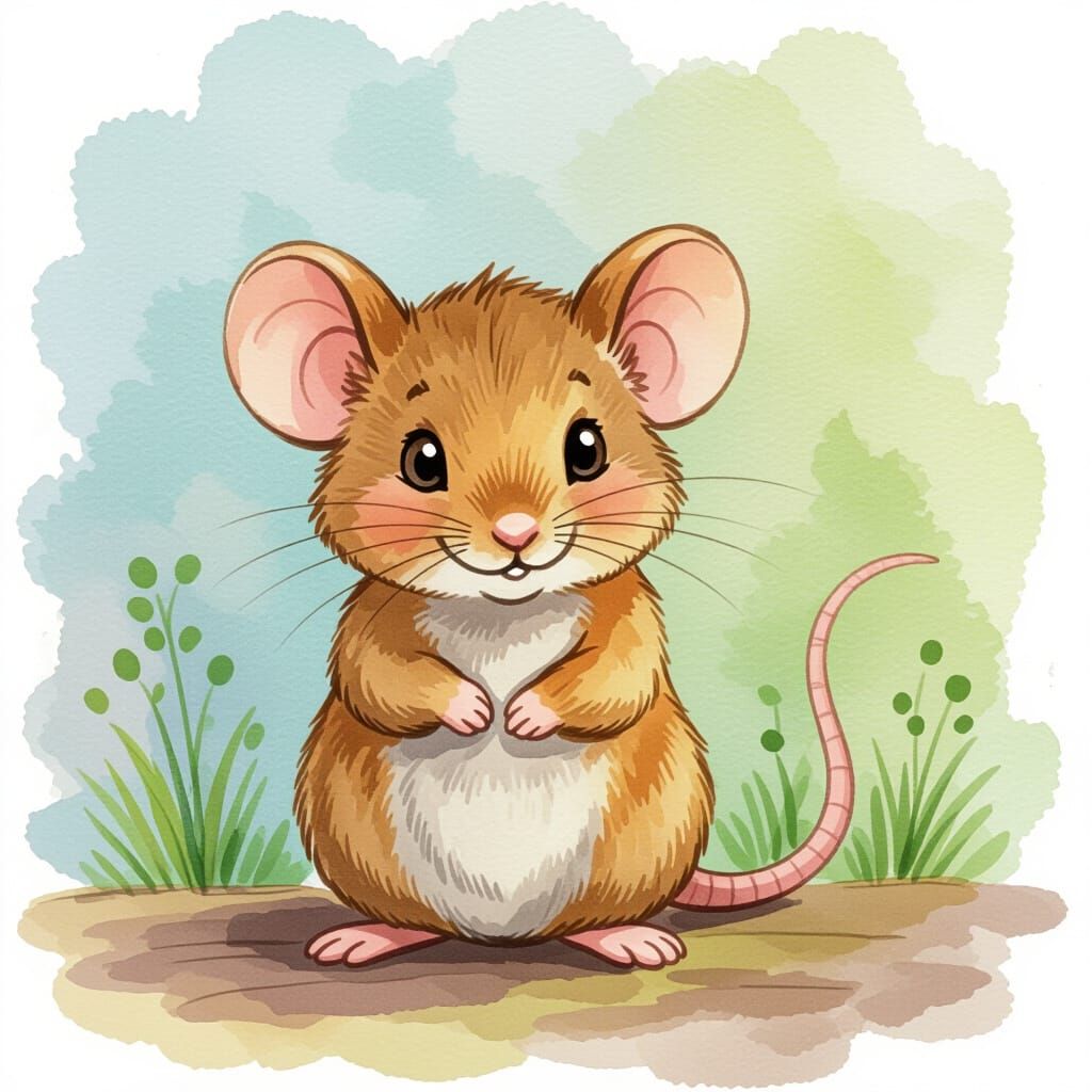 Shy Mouse Watercolor Fantasy