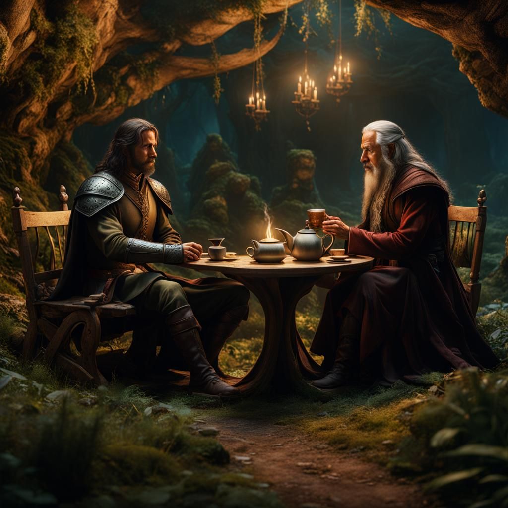 Aragorn, Arwen, Gandalf and Hobbits Tea Party