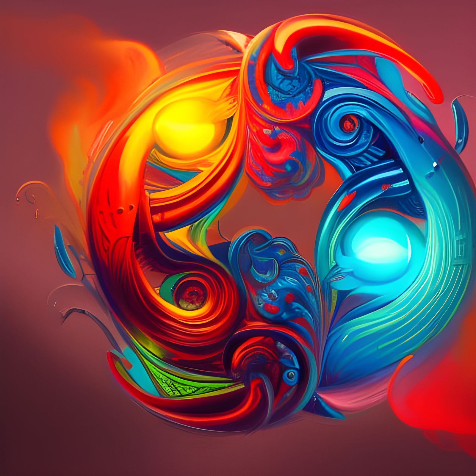 Neon Graffiti Yin and Yang Street Art