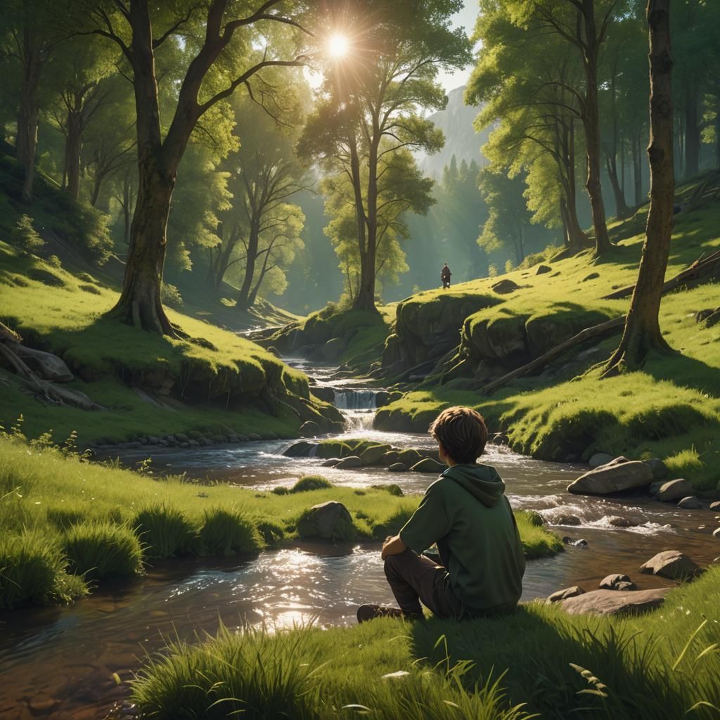 Boy in Meadow: Cinematic Digital Matte Painting