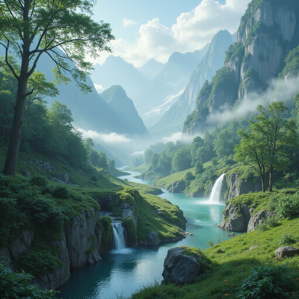 Surreal Landscape of Lhun Valley in Futuristic Mythological ...
