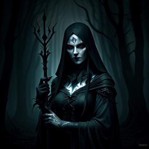 Mystical Forest Witch Portrait in Dark Fantasy Style