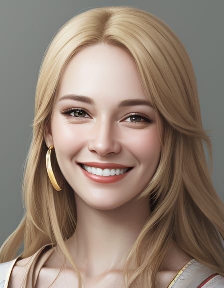 Realistic Portrait of a Smiling Woman