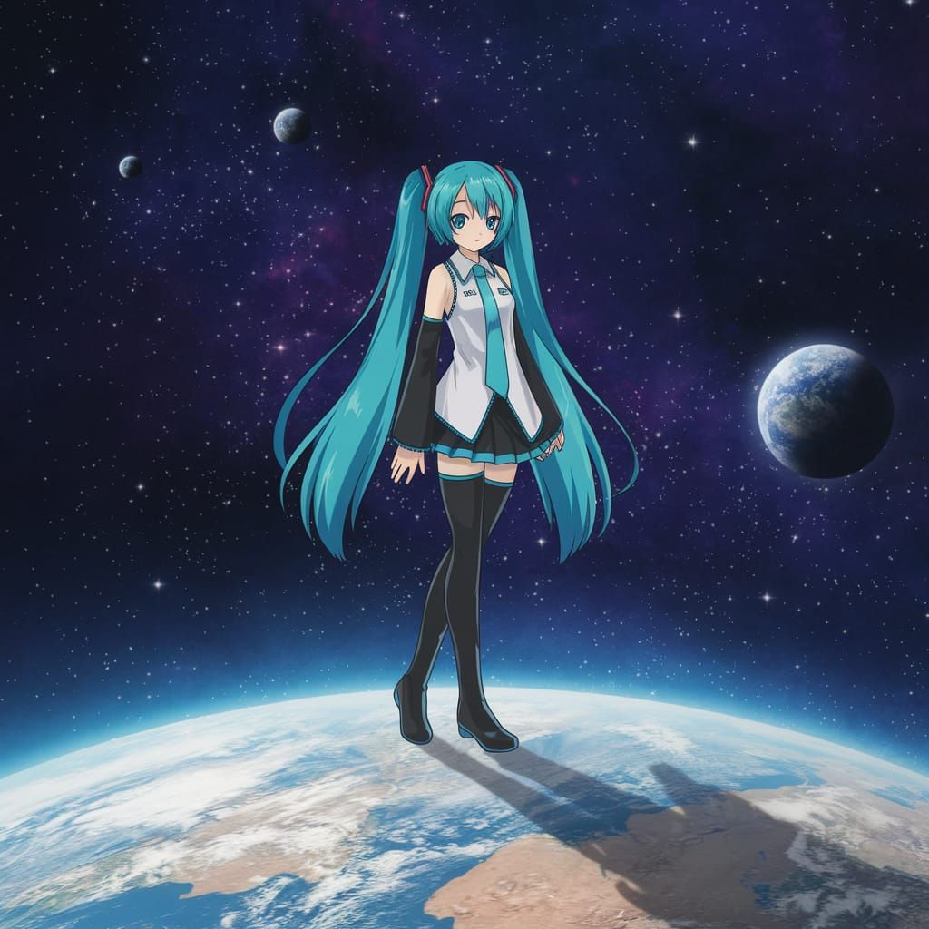 Cosmic Giantess Hatsune Miku Strolls Earth