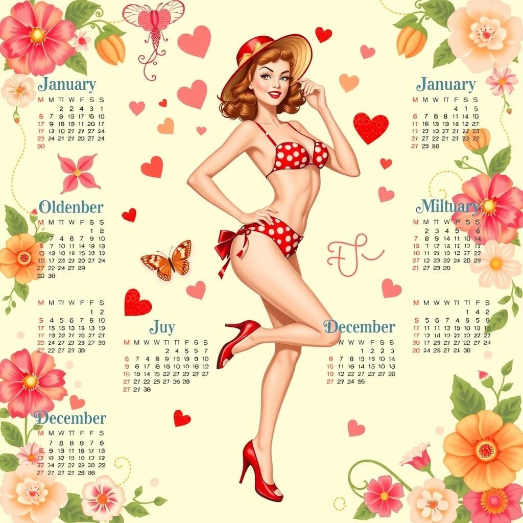 Vintage Pin-Up Girl Celebrates a Year of Love and Playfulnes...