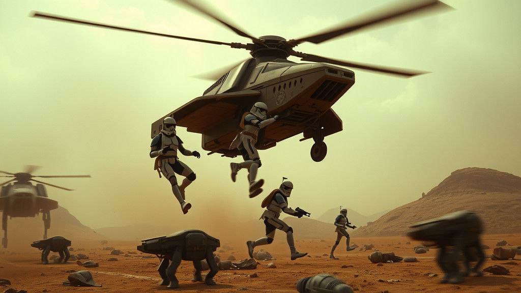 Clone Troopers Drop on Geonosis: Cinematic Film Still