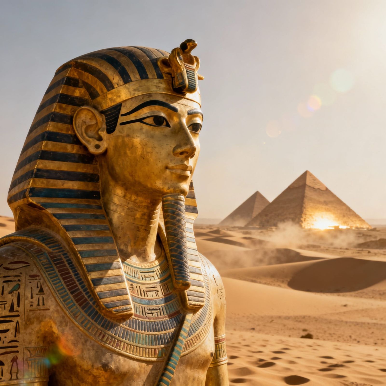 Majestic Egyptian God in Desert Landscape Cinematic Photo