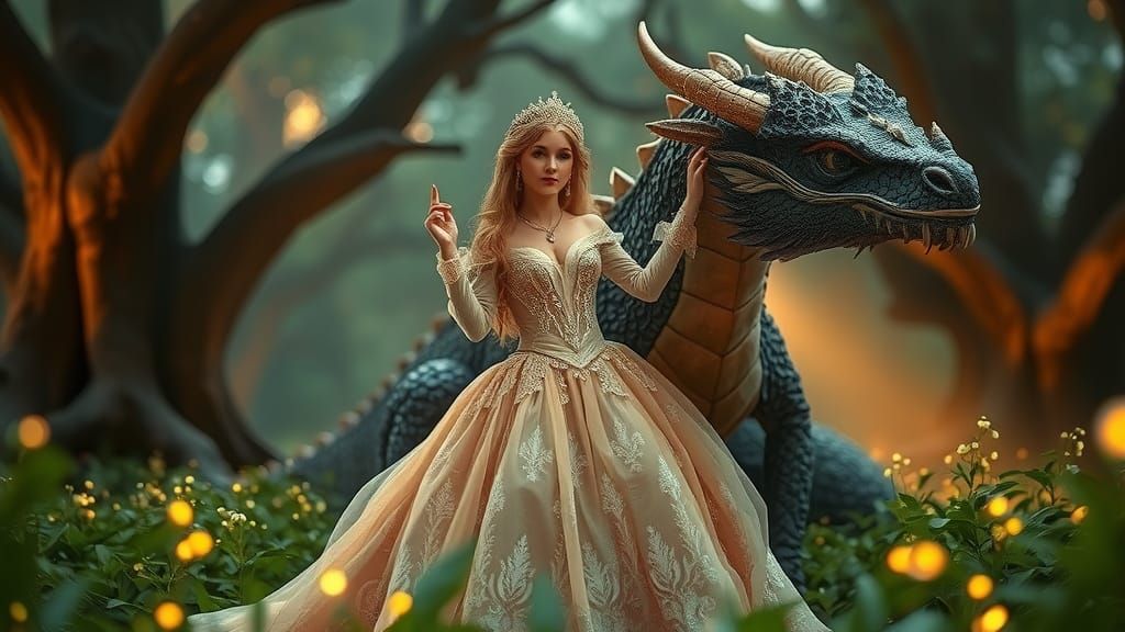 Princess and Dragon in Magical Realm