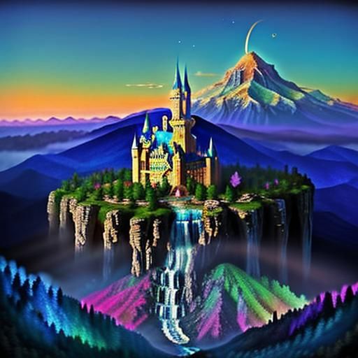 Waterfall and mountains "Mount Olympus at dawn and look it is, "[Taylor swift ]"Psychedelic fantasy castle; and look it ...