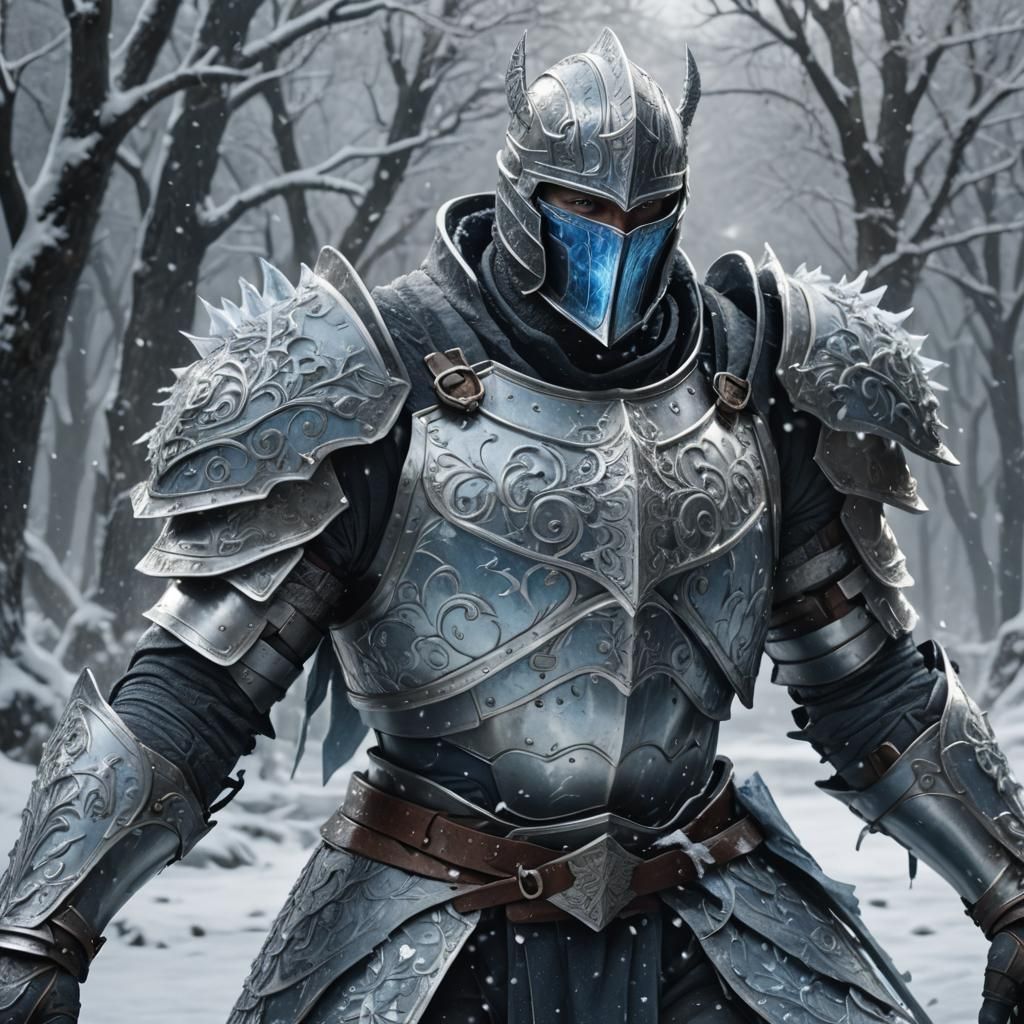 Icy Knight with Glacial Shield: Digital Matte Painting