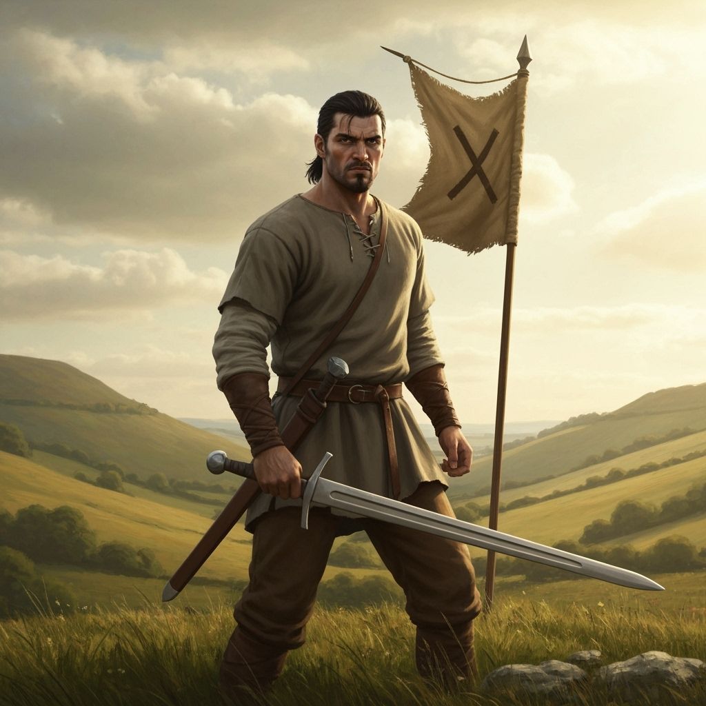 Anglo-Saxon Warrior with Sword and Flag
