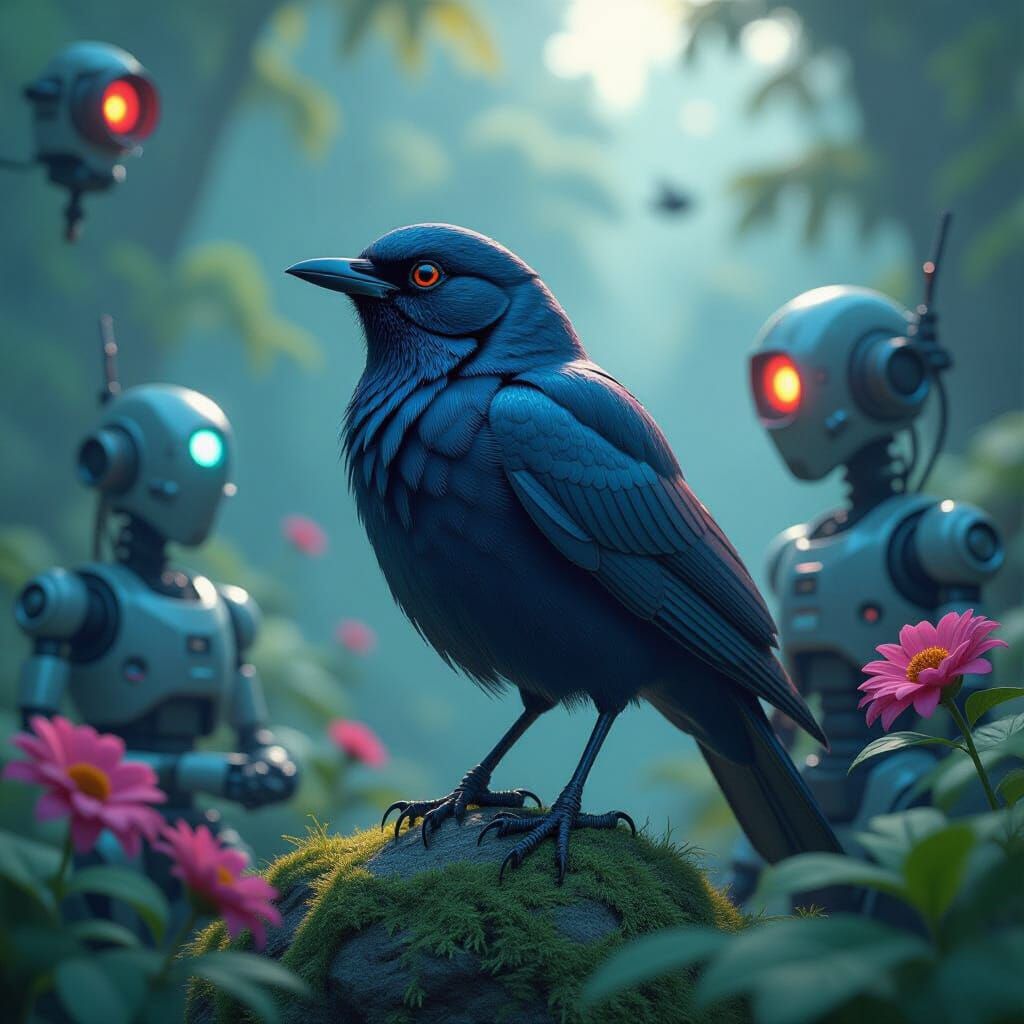 Robotic Birds in a Fantastical Landscape