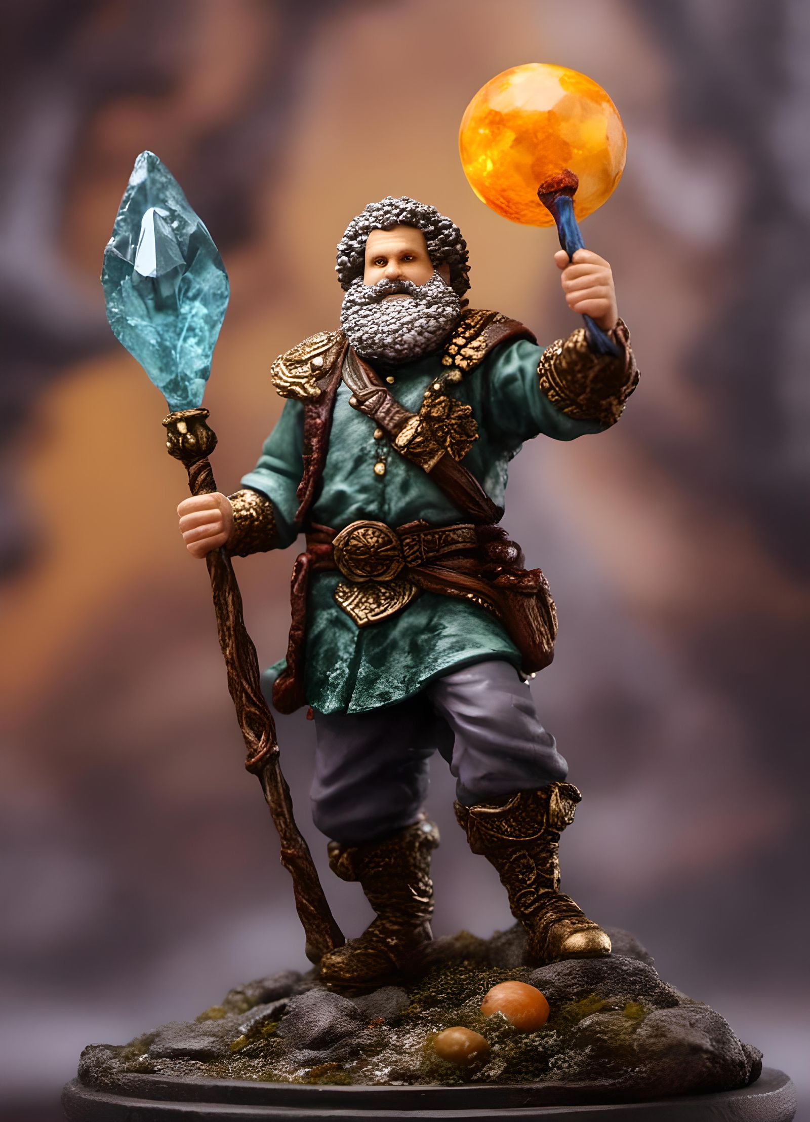 Detailed DnD Miniature with Magic Staff