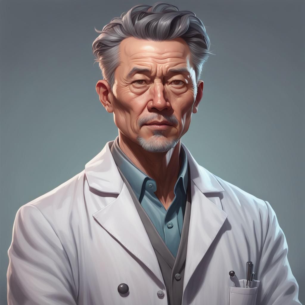Kind Surgeon Portrait in Hyperdetailed Art Nouveau Style